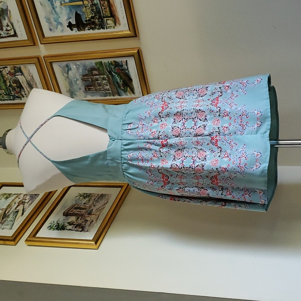 Robin's Egg Blue Floral Strappy Backless Sun Dress - Picture 5 of 14
